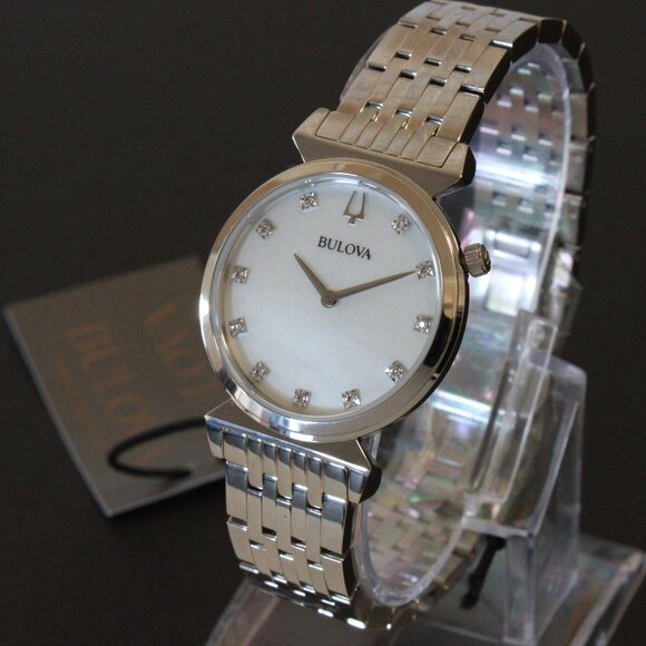 Bulova Ladies Regatta Quartz Watch MOP Dial 11 Diamond Indicese Classic 2 Hander - Picture 4 of 13